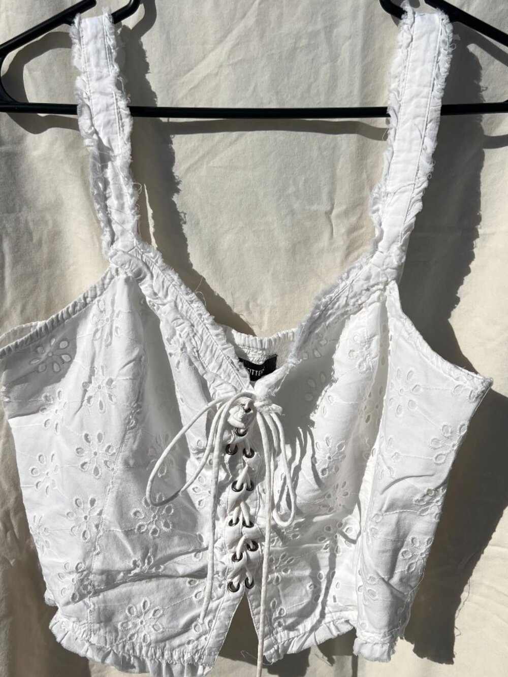 Urban Outfitters Corset Cami Tank Eyelet Ivory Size XL
